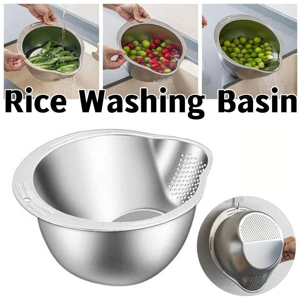 Reusable Vegetable Slicer Grater Stainless Steel Rice Washing Basin  Food Preparation
