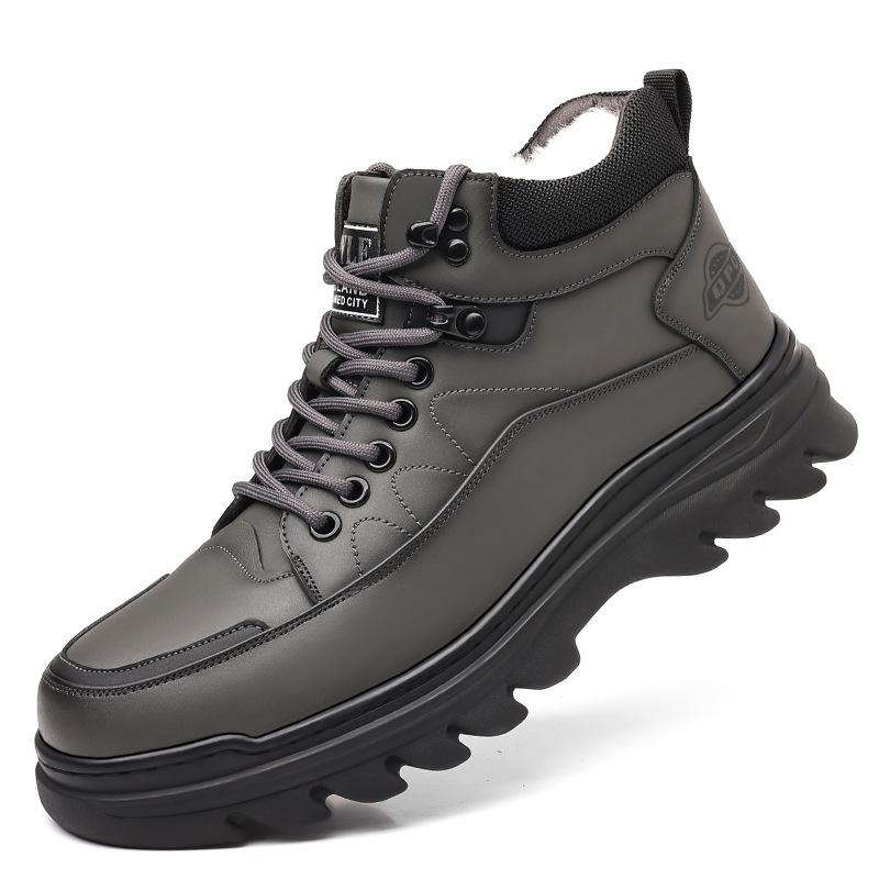Cotton Shoes Men's 2025 Winter Warm Velvet High-top Men's Shoes Lace-up Men's Casual Dad Snow Boots