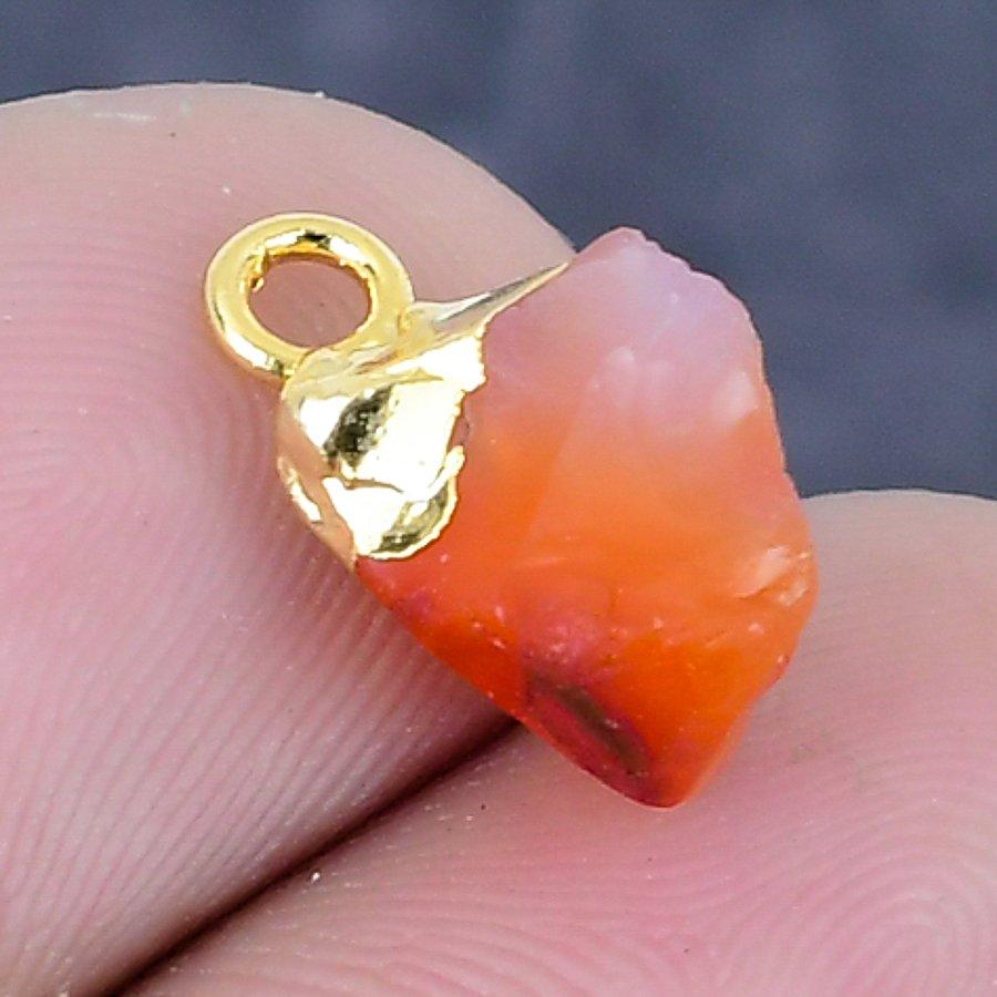 Natürlicher Karneol Rohstein 925 Sterlingsilber Schmuck Anhänger 0.59" n5R46