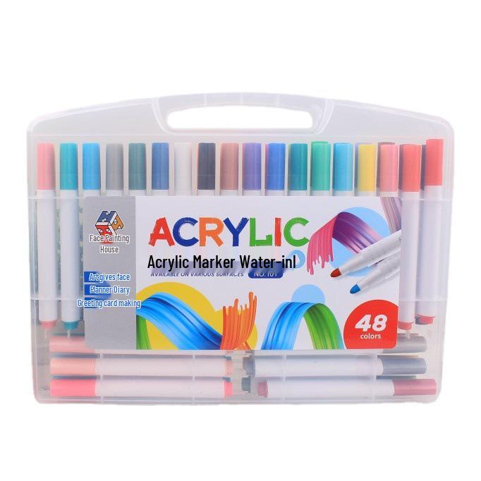 Acryl-Marker Stift Set - 12, 24 oder 48 Farben für Stoff, Keramik und Holz, Wasserdichte Farbe Stifte