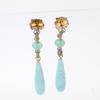 STEPHEN DWECK Flower Carving Color Stone Drop Earring Gold/BlueUsed