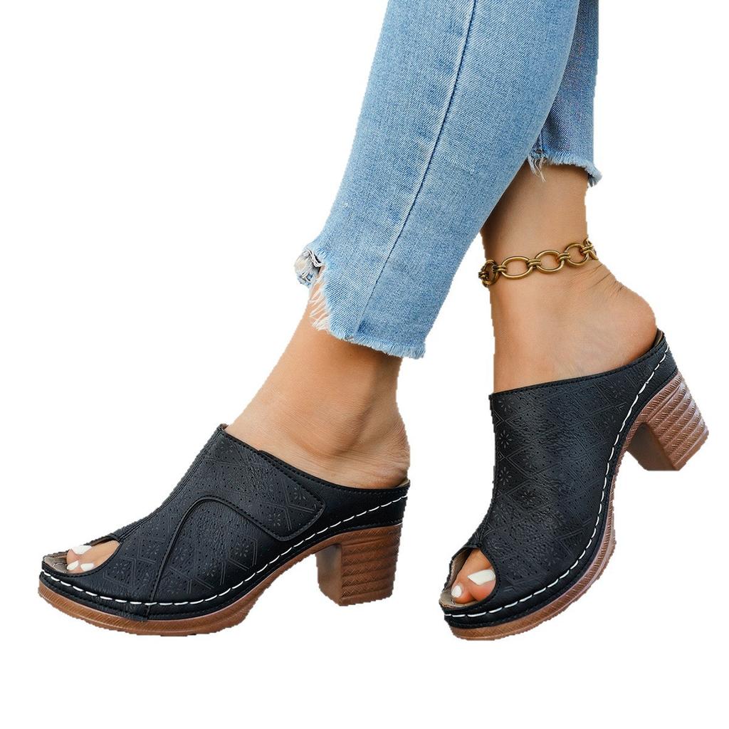 Übergrößen Schuhe für Damen 36-43 Sommer 2026 Damen zum Hineinschlüpfen Plateau Hoher Absatz Rutschfest Peep Toe Sandalen Damen Schuhwerk