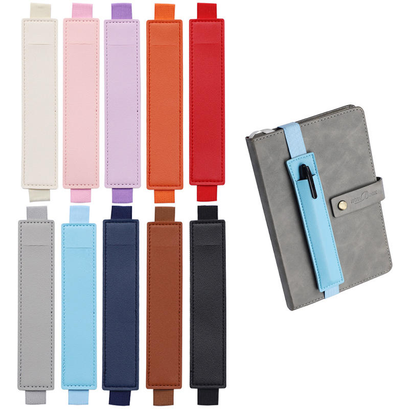 1pc PU Leather Pen Loop Holder Elastic Notebook Band Adjustable Pen Sleeve Pencil Pouch Strap for Notebook Binder Diary Planner