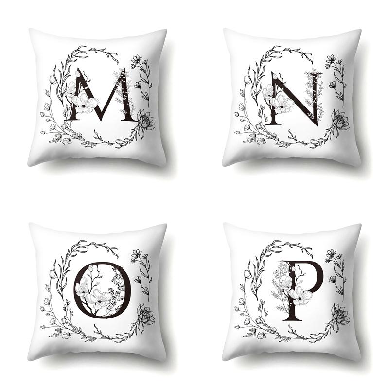 Polyester Pillowcase INS Style Garland 26 English Letter Printing Pillowcase Waist Cushion Car Seat Cover