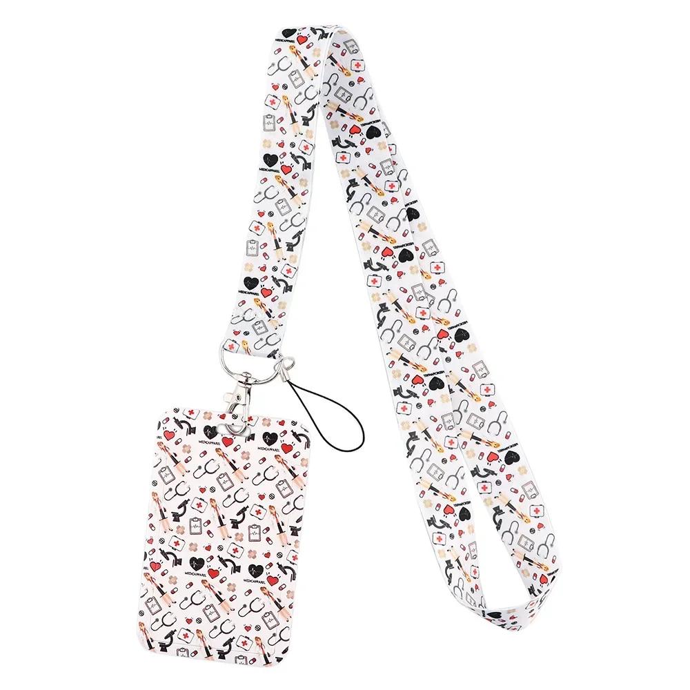 Lanyard Medico Infermiere Cinghie da Collo Porta Badge Tesserino Portachiavi Ciondolo Portachiavi Cellulare Copri Tessere Custodia Borsa