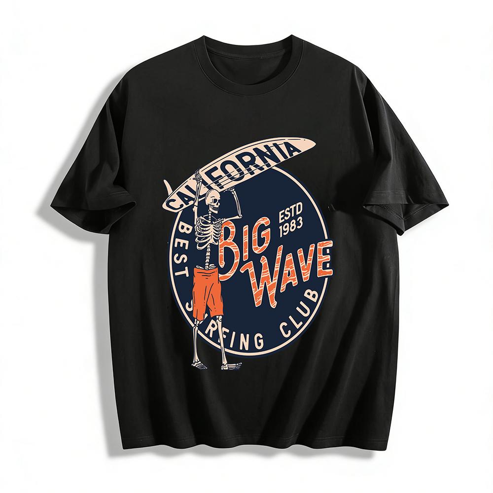 California Big Wave Surfing Club Skeleton Graphic Tee Pure cotton T-shirt XXS