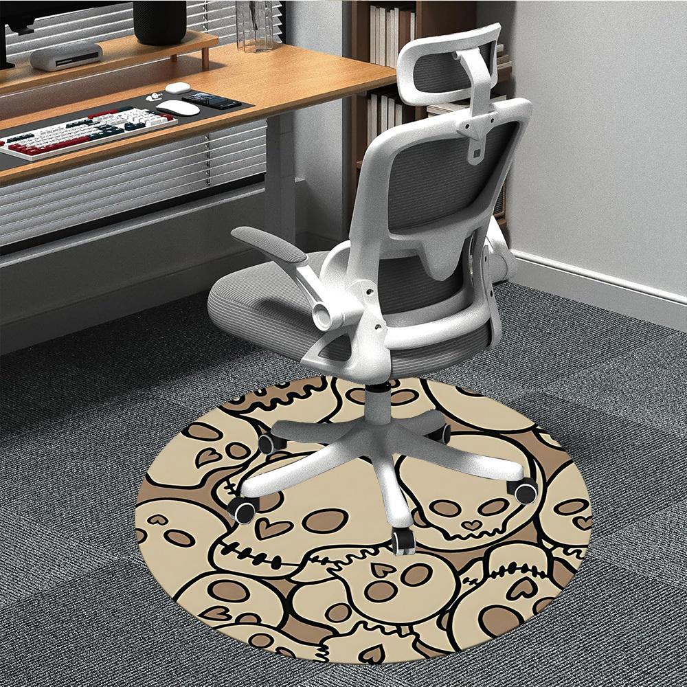 

1PC Skull Pattern Chair Carpet for Office, Indoor Non-Slip Washable Carpet, Soft Comfortable Mat For Office Room yy250930209 80cm by 80cm
