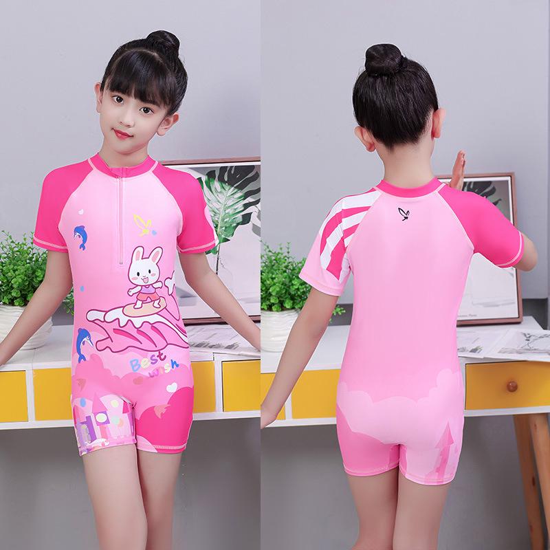 Korean Style Princess One-Piece Cartoon Swimsuit for Girls (Customizable)