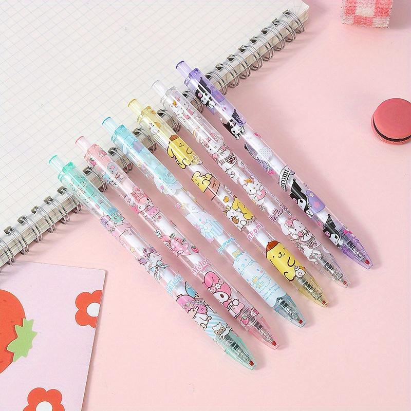 Back To School Season 144pcs 0.5mm Cartoon Cute Pink Rabbit&cat Design Scalable Pen, Exquisite Push Action Pen, Office Signature Pen Stationery, Holid
