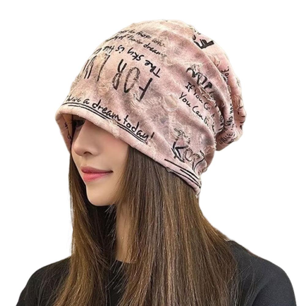 Loose Letter Print Beanie Warm Hip Hop Beanies Fashion Vintage Beanie Unisex розовый