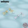 WOSTU 925 Sterling Silver Mini Star Stud Earrings For Women 18K Gold Cubic Zircon Wedding Engagement Earring Jewelry Minimalism