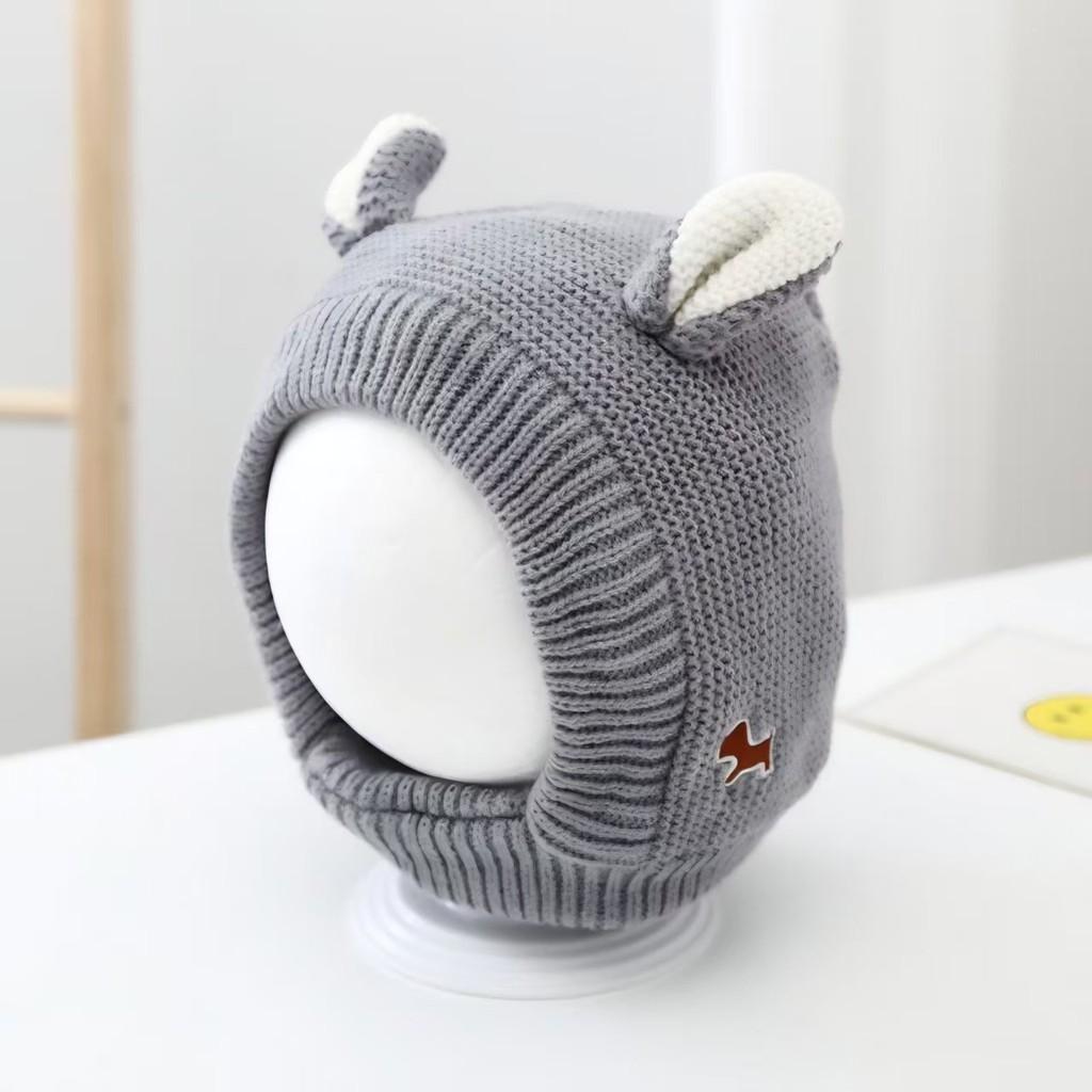 Baby Kids Knit Hat With Cute Dog And Bear Ears For Winter Warmth And Windproof Protection