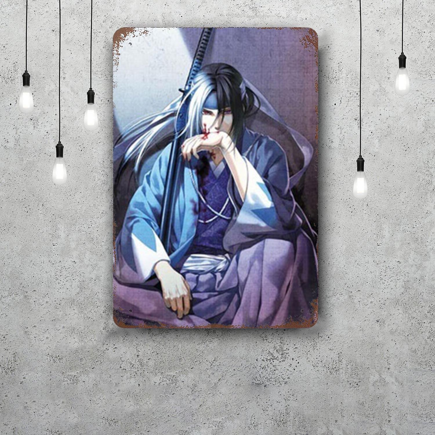 

hakuouki манга мультфильм Винтажные Металлические Жестяные Знаки Постеры Декор Ретро Металлическая Табличка Настенное Искусство Декор для Гаража Бара 20x30cm（7.8x11.8inch）