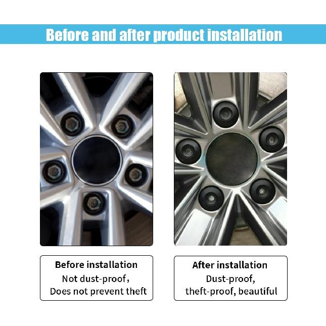 20PCS Car Wheel Lug Nut Covers Auto Tire Bolt Caps, 17Mm Wheel Nut Covers With Removal Tool, Wheel Bolt Cover Dismantle Replacement 1K0 601 173 For