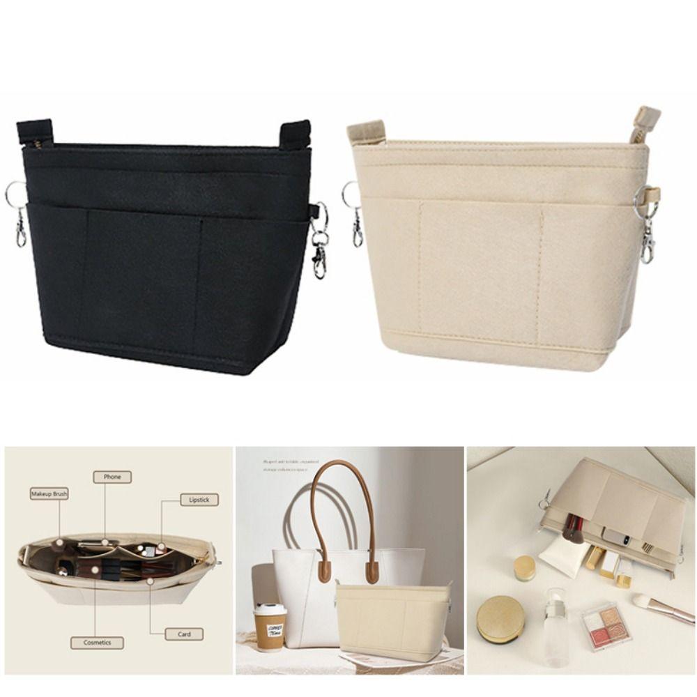 Felt Handbag Insert Liner Bag Multi-Pocket Bag Support Purse Liner Portable Large Capacity Internal Bag Storage Organization