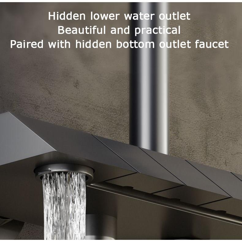 Brass 4 in 1 Square Key Button Switch Design Hot and Cold Shower Head Set with Mixer Faucet Digital Display Shower Set