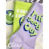 Mid-calf Socks for Men and Women, Unisex Couple, Trendy and Versatile Socks, Smiley Letter Sports Socks