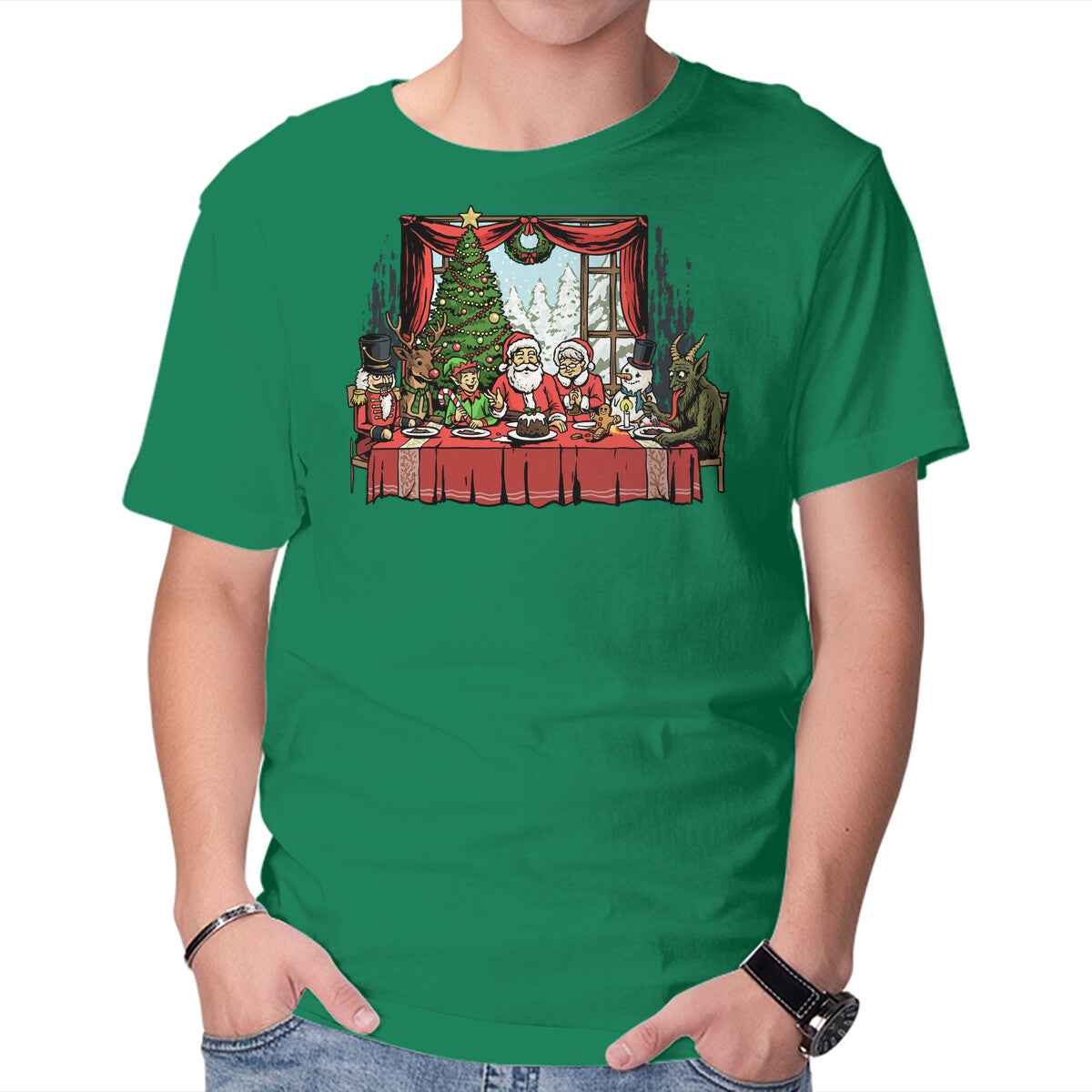 Unisex Crew Neck T-Shirt Last Christmas Supper Graphic Short Sleeve Casual Tee XS
