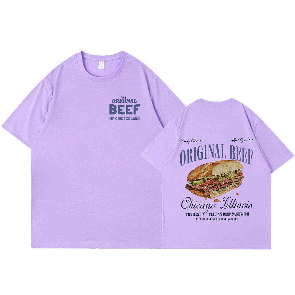 Restaurant Sandwich The Bear TV Show T-shirts The Original Beef of Chicagoland T-shirt Men Women Cotton Short Sleeve T Shirts