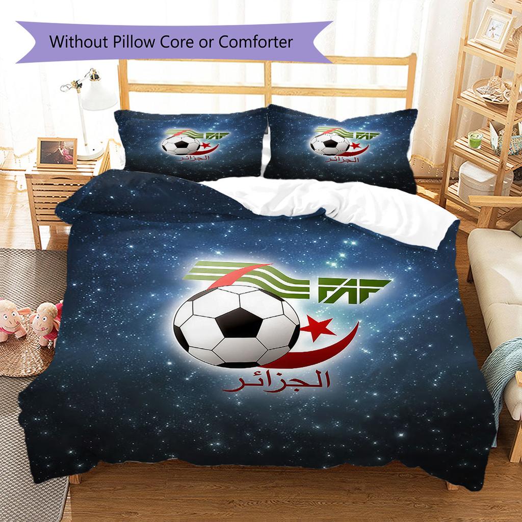 Algeria National Football Team Pattern Bedding,Quilt Set Quilt Cover Pillowcase Home Birthday Gift(1 * duvet cover + 2 * pillowcase, without core)