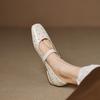 French Casual Women's Single Shoes Retro Mary Jane Shoes Spring and Summer New Versatile Light Mouth Leather Shoes Flat Heel Square Head Commuting