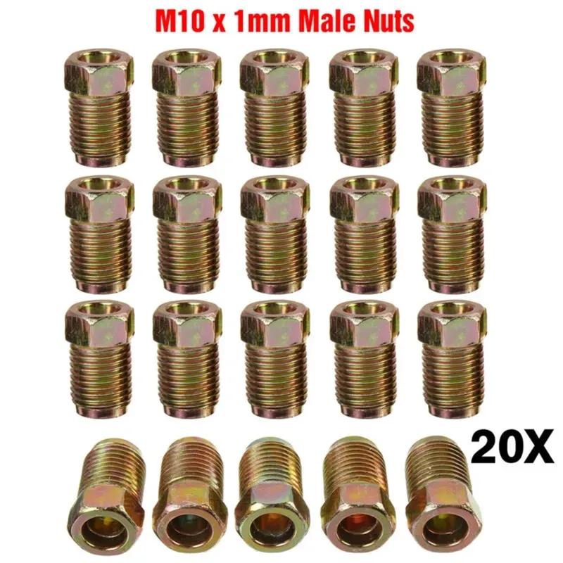 20x Car Brake Line Fittings Set For 3/16 Copper Brake Pipe Brake Line Fitting Kit Tube Inverted Flares Metric End Union Nuts