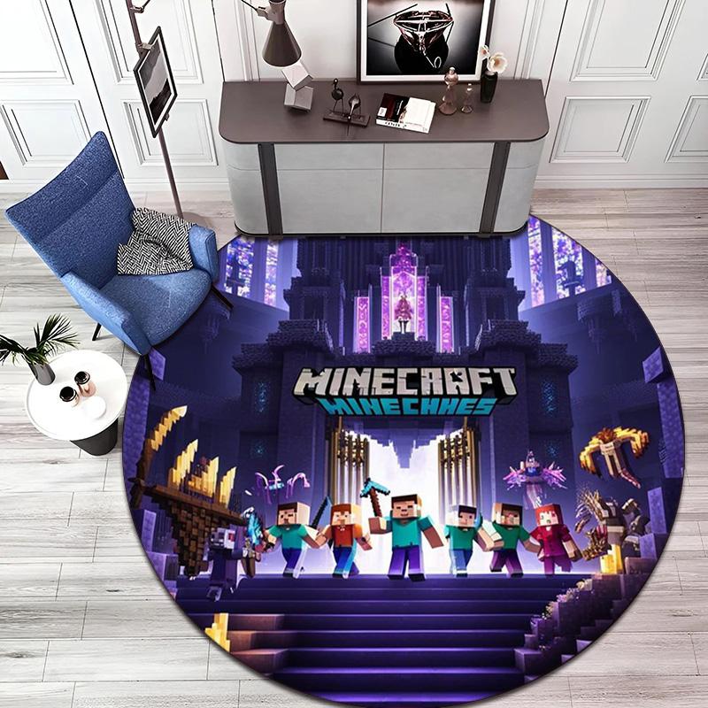Sandbox Electronic Xbox Games Minecraft Circular Carpet Household Goods Decoration Anti Slip Home Table and Chair Mat Aisle Door Mat Carpet D12
