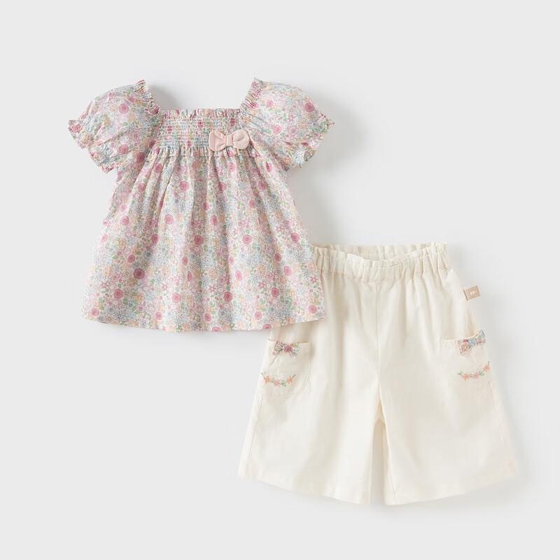 David&Bella Girls  Floral Linen Top & Capris Set 80cm