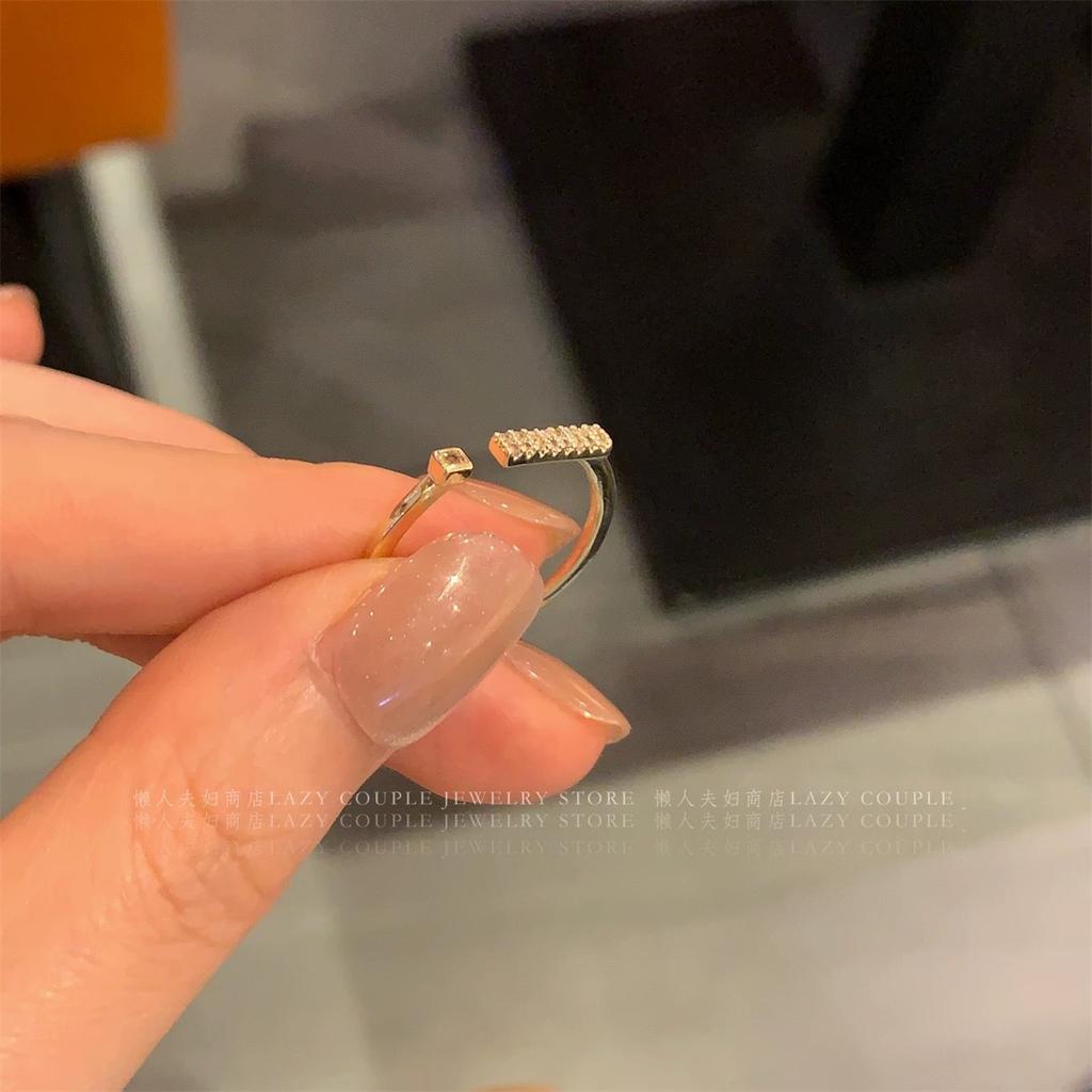Light luxury fashion high sense pearl zircon copper ring women's design sense retro personality open index finger ring simple