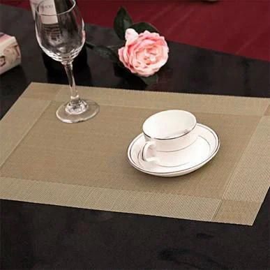 

Solid Color Striped PVC Anti-Slip Mat Western Style Insulated Coaster for Kitchen Tableware European Table Accessories S