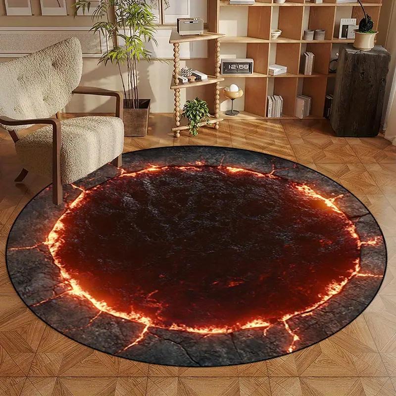 Round Rug– Deep Pit Trap Print Floor Mat for Entry, Living Room or Bedroom Fun Decor