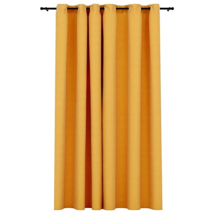 VidaXL Blackout Curtain Linen Look with Eyelets Yellow 290x245 Cm