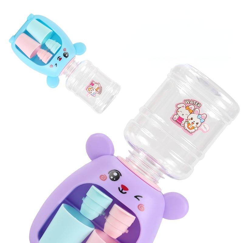 Children'S Dual Mini Water Dispenser Toy With Cute Cup Kids Gift Water Juice Milk Drinking Simulation Cartoon Pig Kitchen Toy
