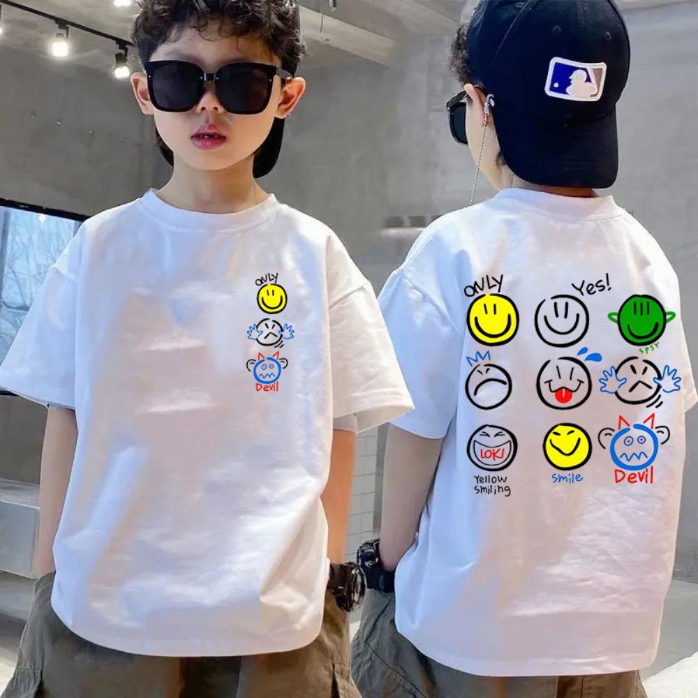Новая Летняя Мода Простая Детская Футболка с Коротким Рукавом Девочки Мальчики Дети Повседневная Универсальная Футболка Топ Мода 110
