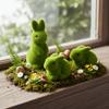Simulation Moss Easter Decorations Moss Green Easter Bunny Figurines  Garden Decorations