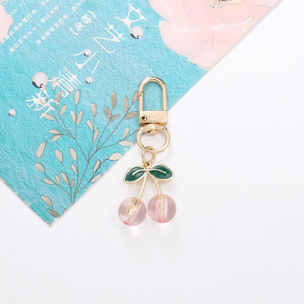 Charming Cherry Pendant Keychain: Cute 3D Fruit Bag & Phone Accessory