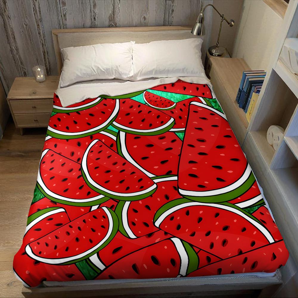 Cartoon Watermelon Flannel Blanket Warm Soft Halloween Christmas Couch Warm Cozy Decorative Decor Gift for All Season