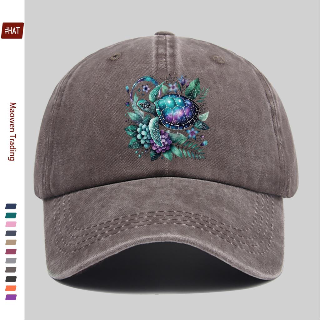 Pc Marine Life Turtle Print Pattern Baseball Cap Spring Summer Fashion Decor Sun Hat Truck Driver Papa Hat Comfortable Light