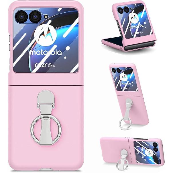 Asuwish Compatible with Motorola Razr Plus 2023 Case and Tempered Glass Screen Protector Back Bumper Metal Ring Holder Stand Kickstand Cell Phone