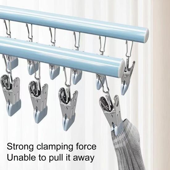 Sušák na prádlo s 10 nastavitelnými klipy Kovová konstrukce Věšáky na kalhoty Legíny Šály Tyč do skříně Závěsný organizér