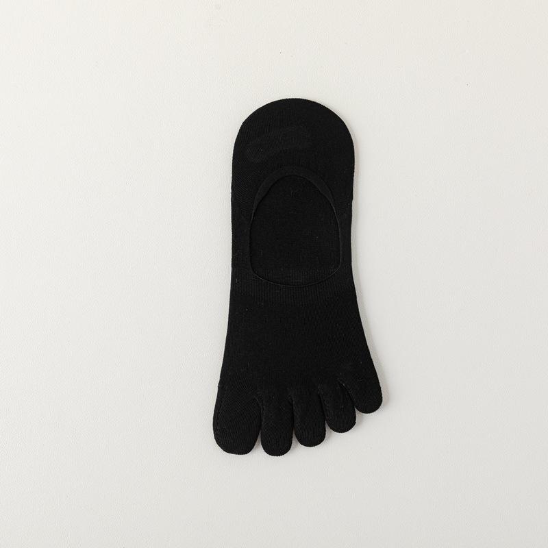 

5pair Spring And Summer Five-Finger Boat Socks Men S Integrated Boneless Non-Slip Silicone Invisible Socks Solid Color Finger Socks Light Mouth Socks One size чорний