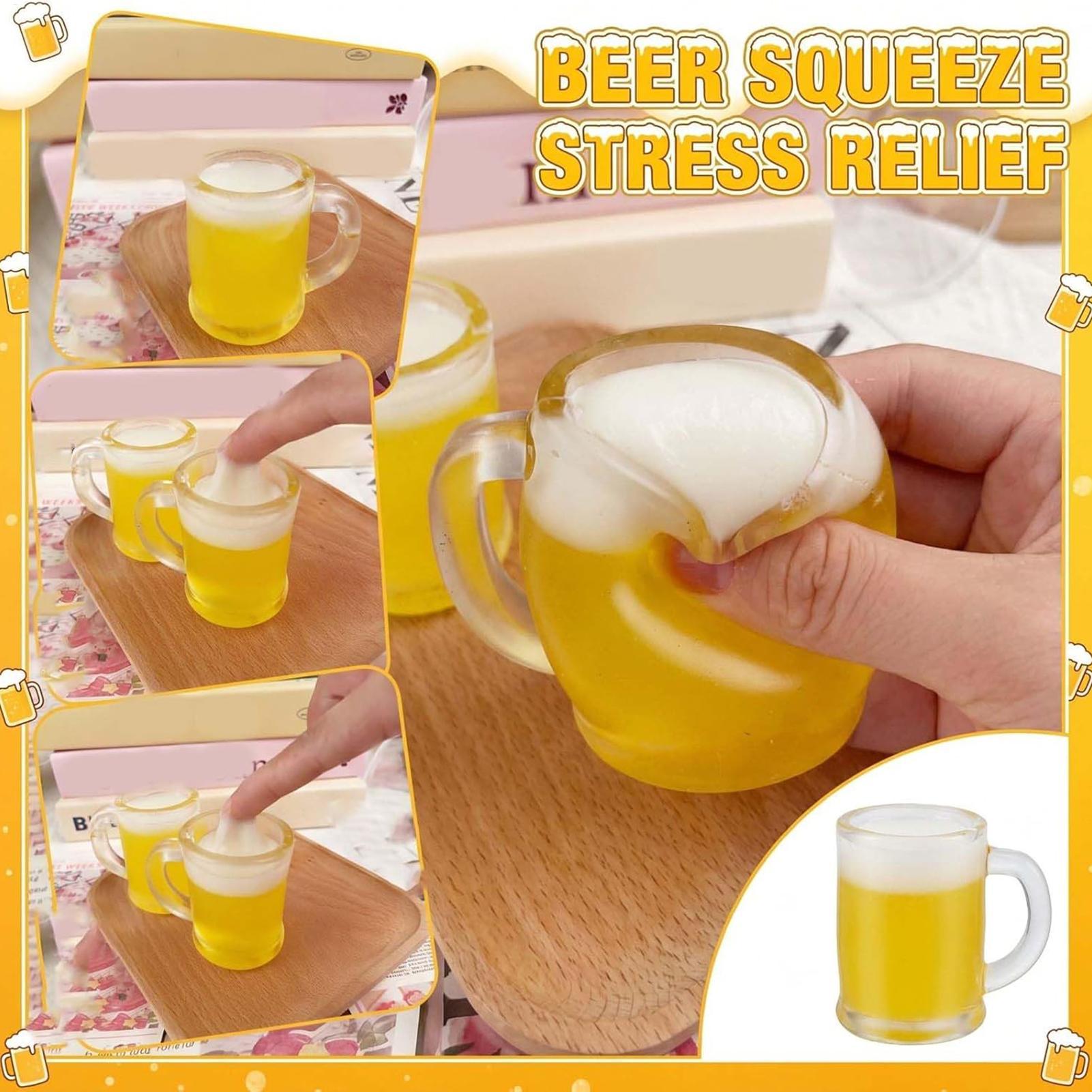 Langzaam Rijzend Bierbeker Squishy Speeltje Realistisch Knijpbaar Stressverlichting Fidget Sensorisch Feestartikelen Voor Kinderen Volwassenen Huis Kantoor School yellow