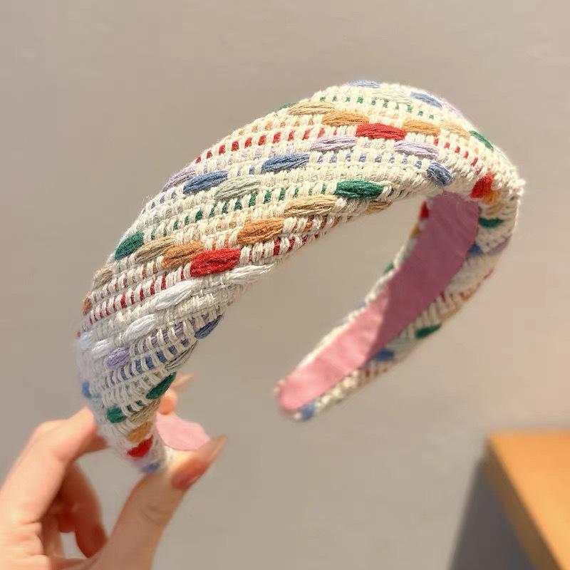 

2025 Красочная клетчатая повязка на голову с широкими полями для женщин - Универсальный аксессуар для волос для повседневной носки