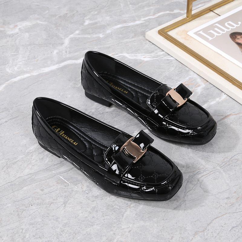Fashion Flat Shoes for Women Spring and Autumn 2025 Square Toe Loafers Women's New Butterfly Bow Plus Size Shoe Ladies Zapatos De Mujer