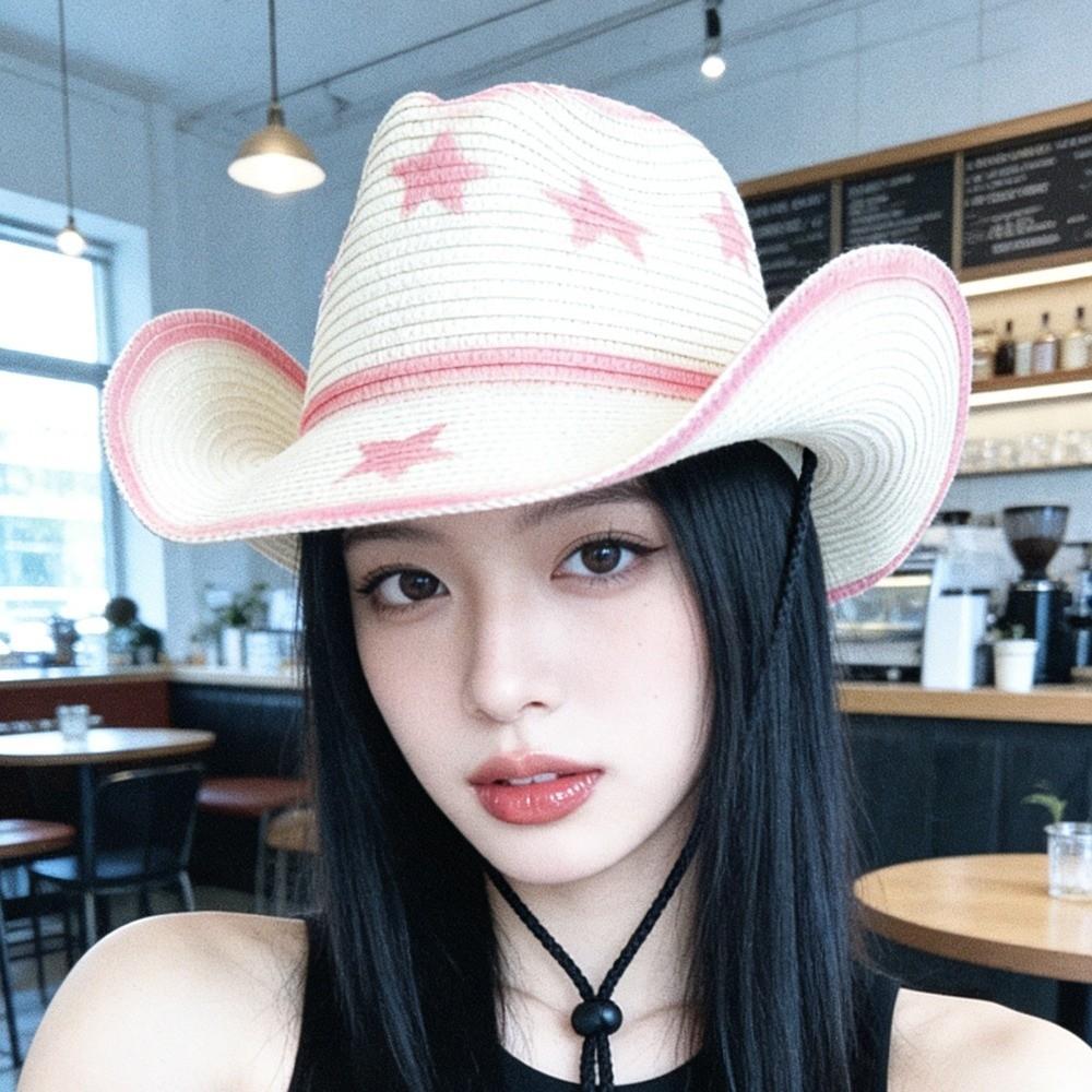 Wide Brim Sun Hat Breathable Straw Hat Fashion Westren Cowboy Hat Women