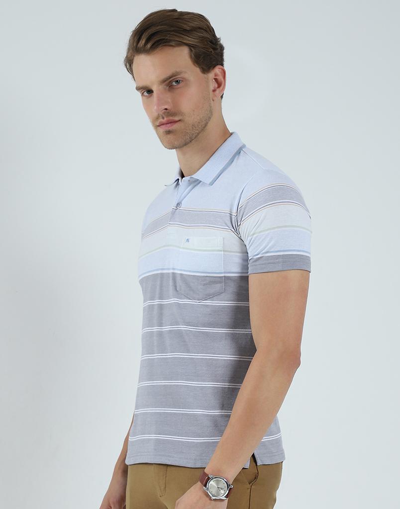 Monte Carlo Mens Striped Collar Neck T-Shirt