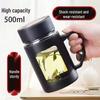 Large Capacity Insulated Explosion-proof Glass Tea Cup with Lid for Home and Office