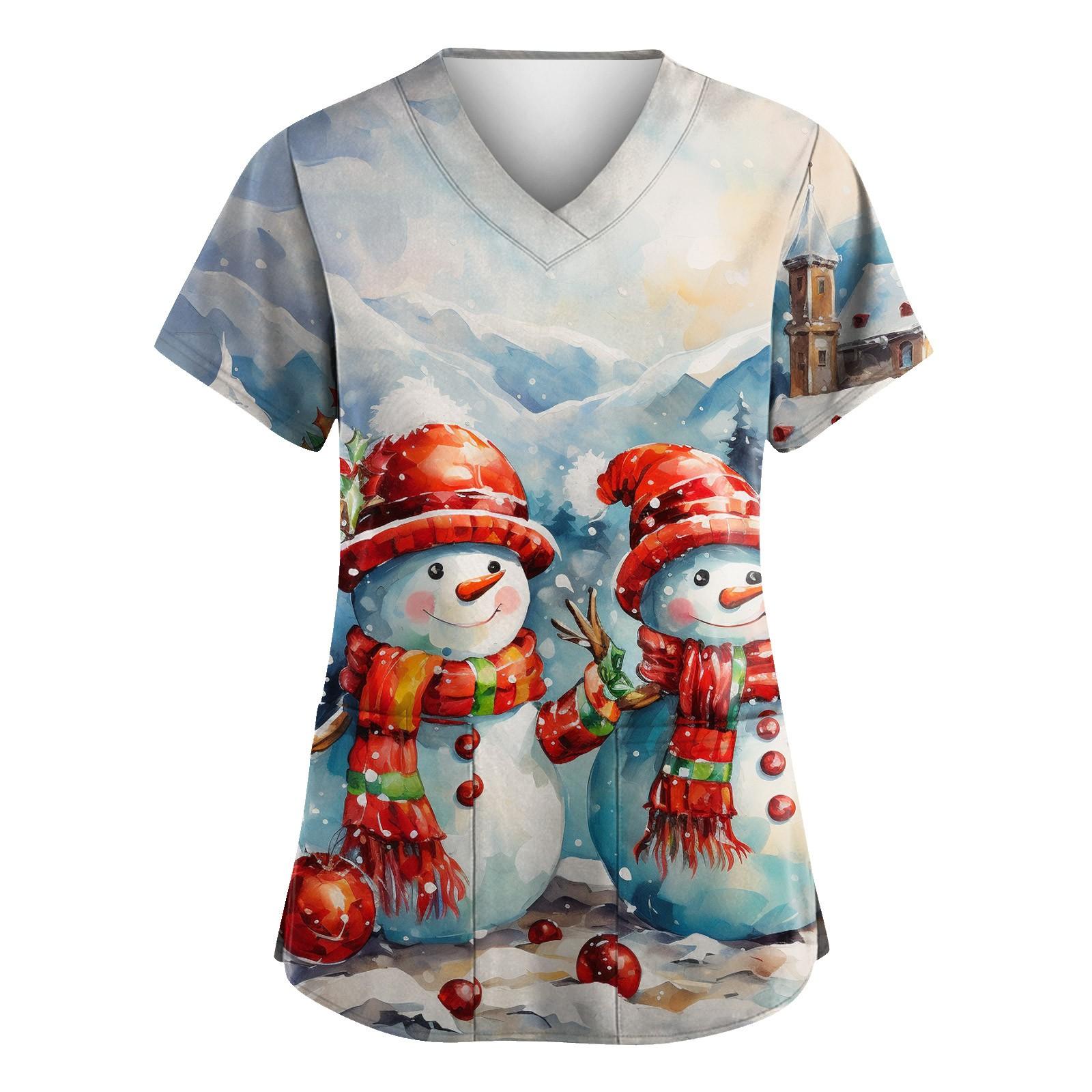 

Женская мода с v-образным вырезом, короткими рукавами и карманами, топы с принтом M циан