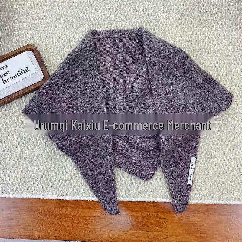 British Niche Brand: Women's Wool Knitted Triangle Scarf – Warm, Versatile, Multifunctional Headscarf.