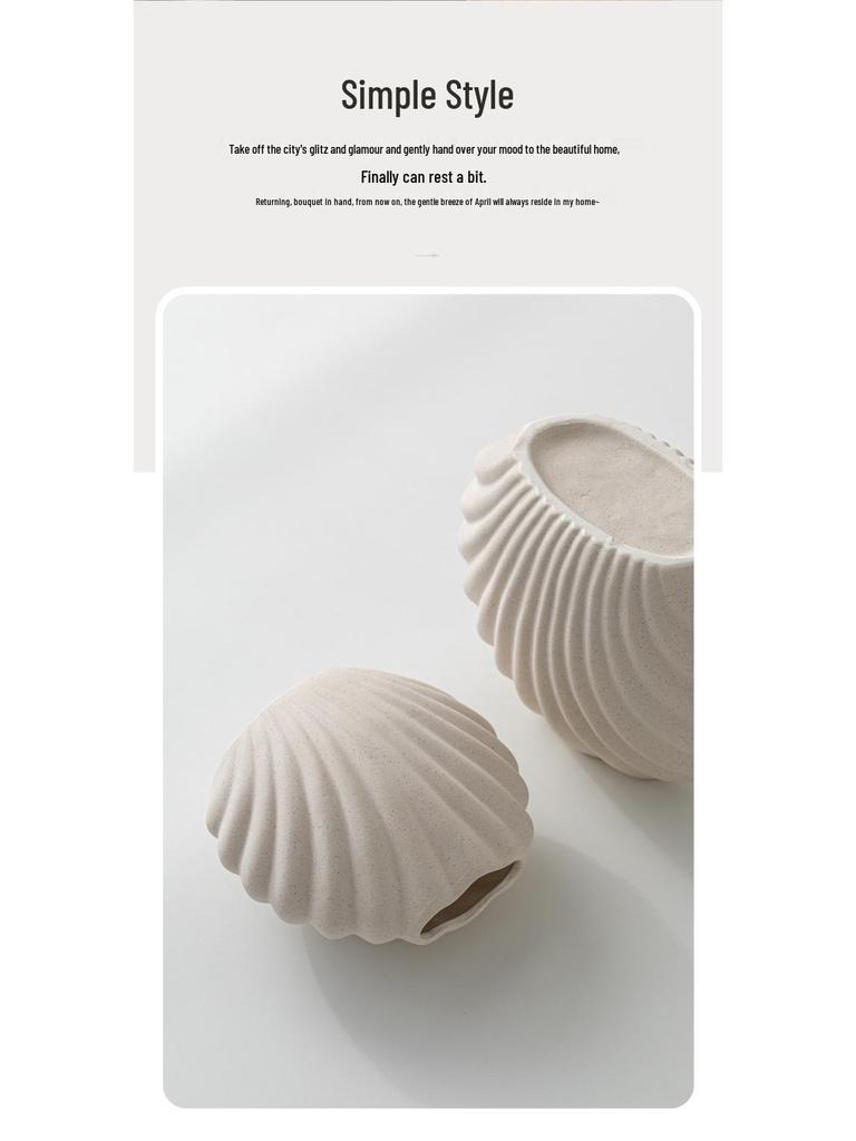 Ceramic Vase for Flower Arrangements - Desktop Shell Ornament Decor